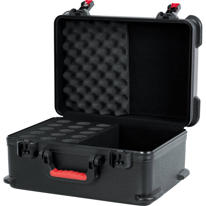 Gator GTSA-MIC15 ATA-Molded Polyethylene Case with Foam Drops for up to 15 Wired Microphones