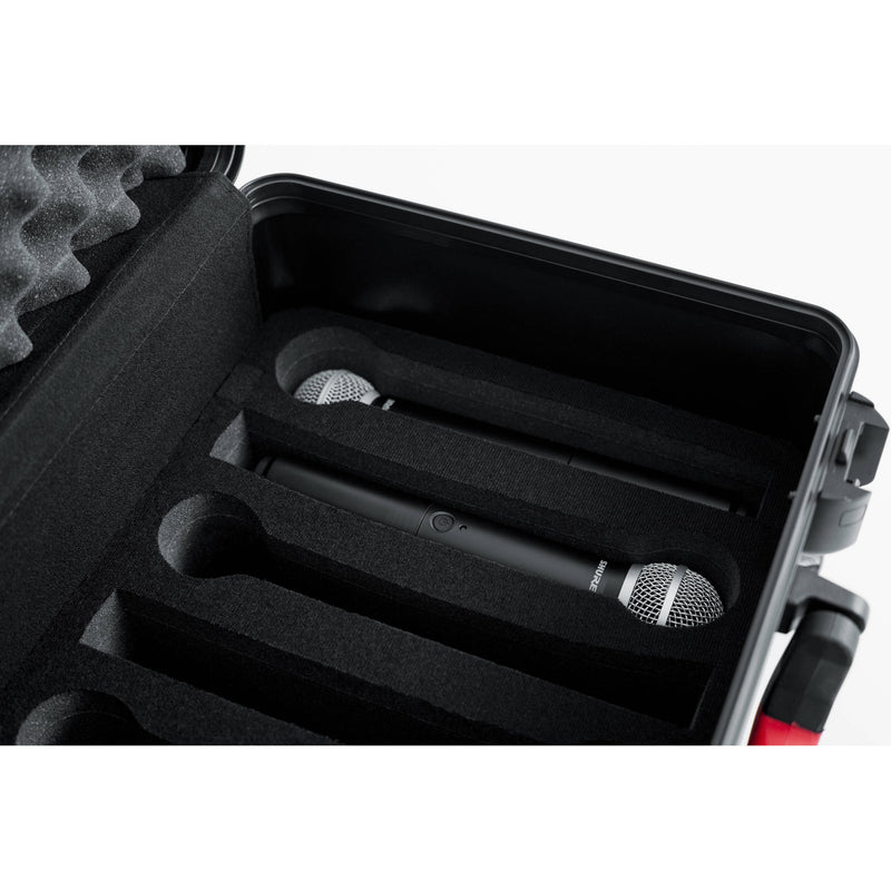 Gator Cases GTSA-MICW7 ATA-Molded Polyethylene Case with 2 Lift-Out Trays for up to 7 Wireless Microphones & Accessories