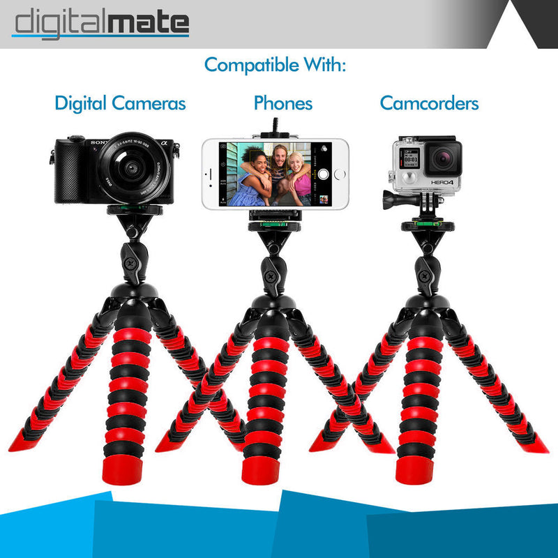 Digitalmate 12" Flexible Camera Tripod with Quick Release Plate and Bubble Level