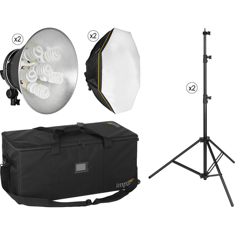 Impact Octacool-6 Fluorescent 2 Light Kit with Case and Stands