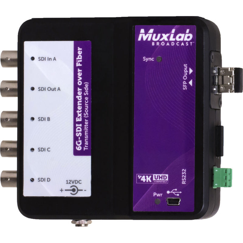 MuxLab 6G-SDI Extender over Fiber Optic with Return Channel (Up to 6.2 mi)