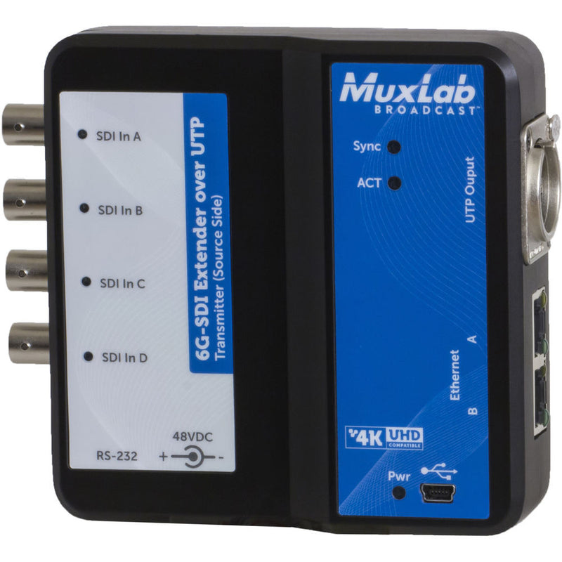 MuxLab 6G-SDI Extender over UTP Cat5e/6 with Ethernet (330')