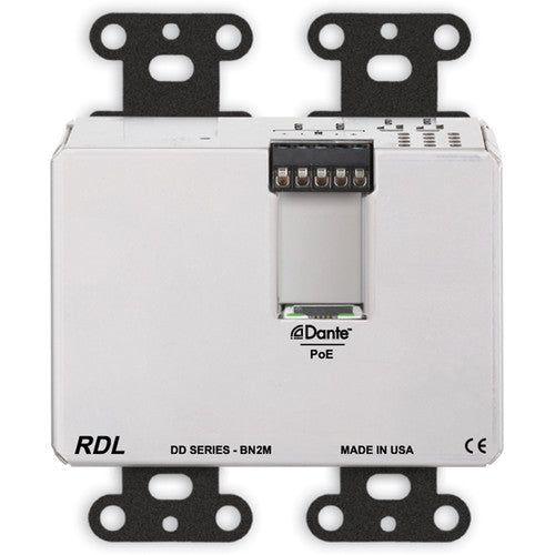 RDL DDB-BN2M 2 x 2 Wall-Mounted Bi-Directional Mic/Line Dante Interface (Black)