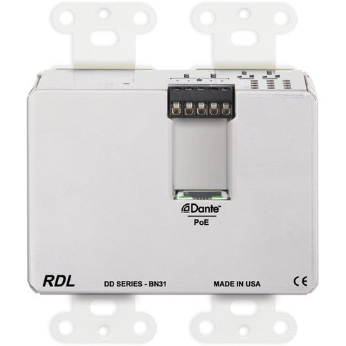 RDL DDB-BN31 4 x 4 Wall-Mounted Bi-Directional Mic/Line Dante Interface (White)