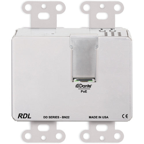 RDL DDB-BN22 2 x 2 Wall-Mounted Bi-Directional Mic/Line Dante Interface (Stainless Steel)