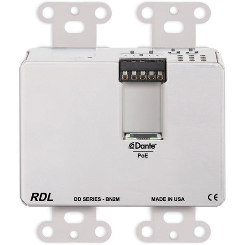 RDL DDB-BN2M 2 x 2 Wall-Mounted Bi-Directional Mic/Line Dante Interface (Stainless Steel)