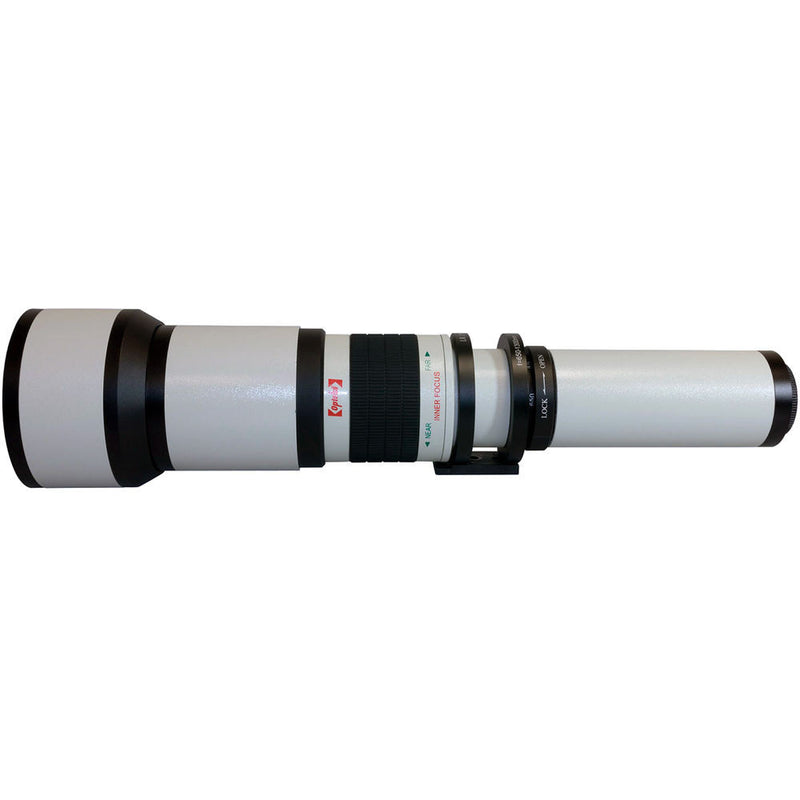 Opteka 650-1300mm f/8-16 Preset Telephoto Zoom Lens for T Mount (White)