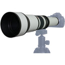 Opteka 650-1300mm f/8-16 Preset Telephoto Zoom Lens for T Mount (White)