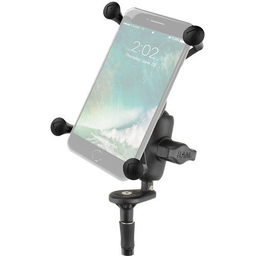 RAM MOUNTS Fork Stem Mount with Short Double Socket Arm & Universal X-Grip Cradle for Large Phones