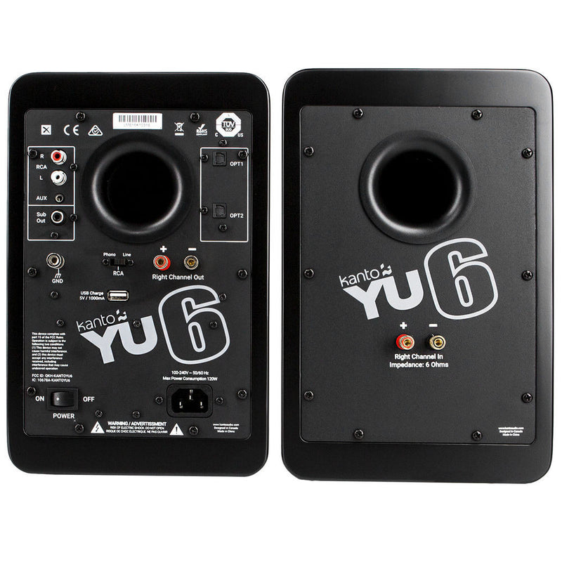 Kanto Living YU6 2-Way Powered Bookshelf Speakers (Pair, Onyx)