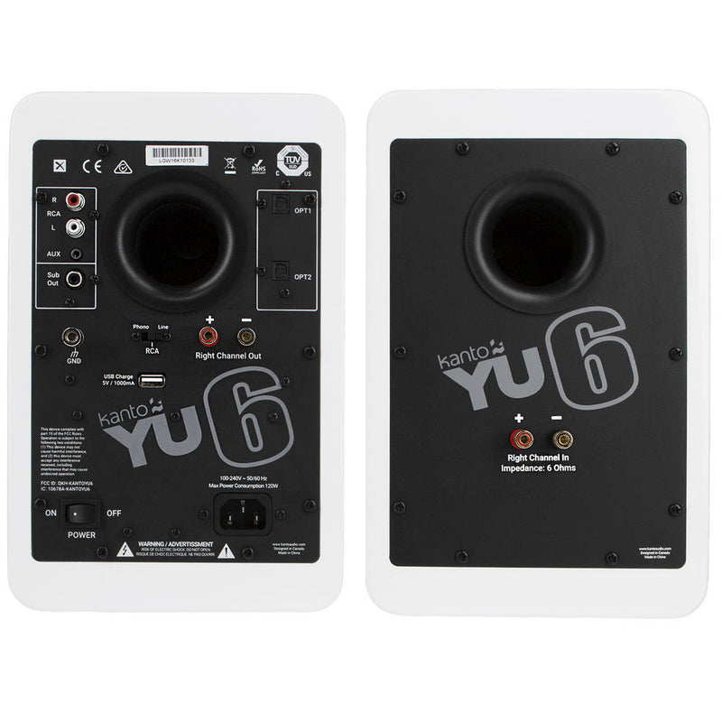 Kanto Living YU6 2-Way Powered Bookshelf Speakers (Pair, Pure)