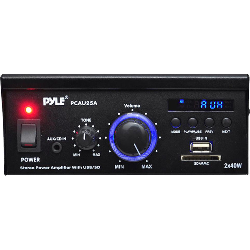 Pyle Pro PCAU25A 2-Channel 80W Stereo Power Amplifier