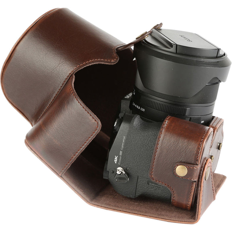 MegaGear Ever Ready Leather Camera Case for Sony Cyber-shot DSC-RX10 III (Dark Brown)