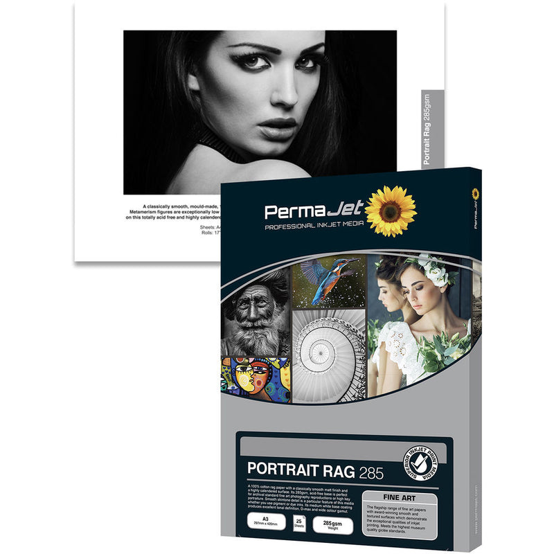 PermaJetUSA Portrait Rag 285 Smooth Fine Art Paper (A3+, 25 Sheets)