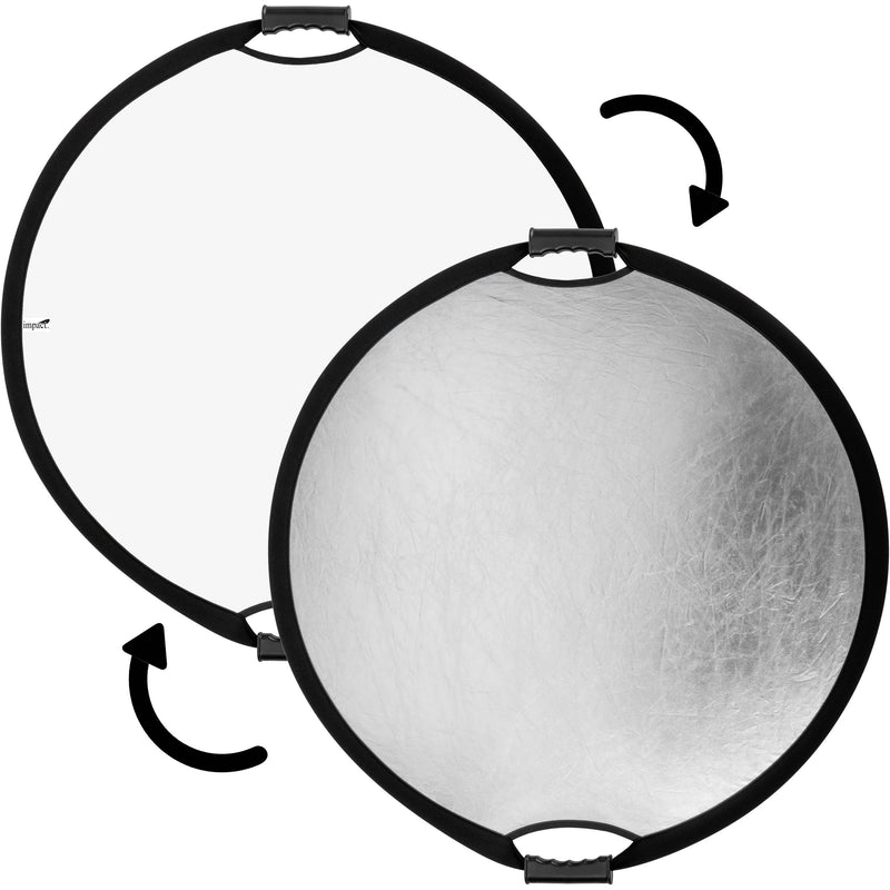 Impact Circular Collapsible Reflector with Handles (22", Silver/White)