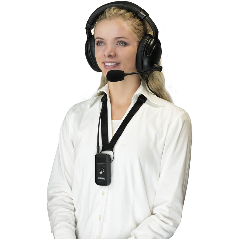 Listen Technologies LA-454 Dual Over-Ear Headset with Noise-Cancelling Boom Mic