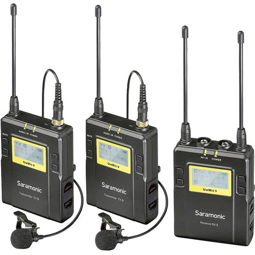 Saramonic UWMIC9 RX9 + TX9 + TX9, 96-Channel Digital UHF Wireless Dual Lavalier Mic System (514 to 596 MHz)