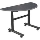 Balt Height Adjustable Sit and Stand Flipper Table (Half Round, Graphite Nebula Laminate, Platinum Edge)