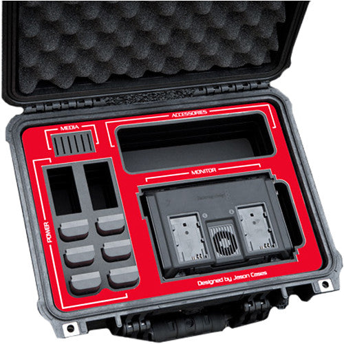 Jason Cases Hard Travel Case for Blackmagic Video Assist 4K 7" Recording Monitor (Red Overlay)