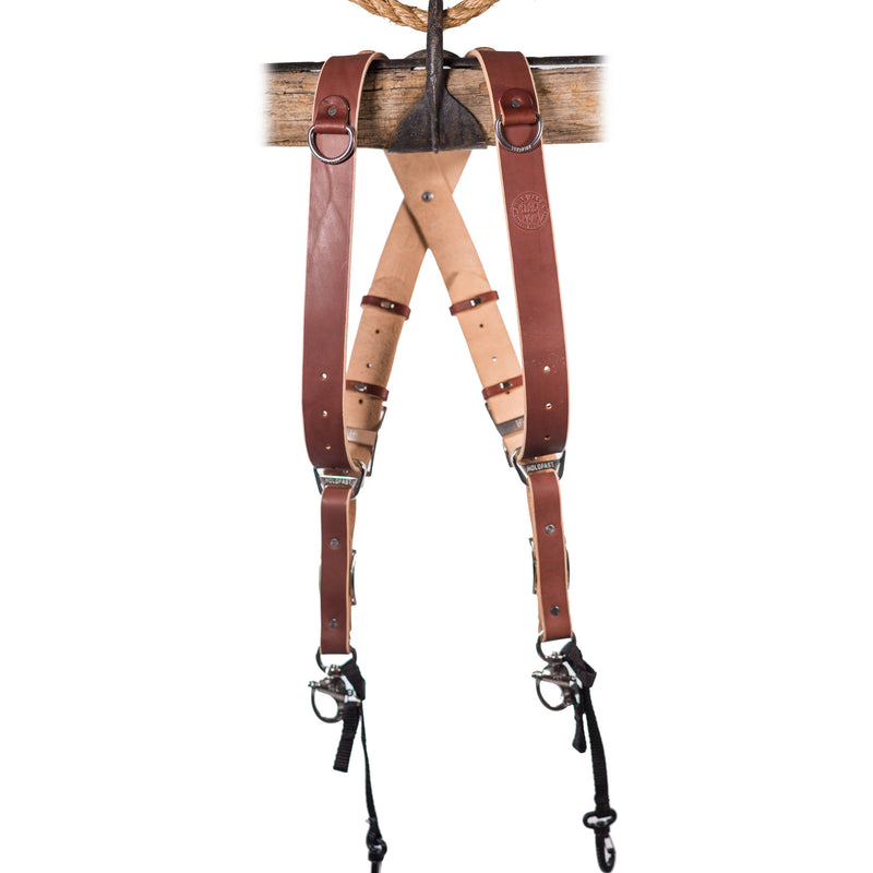 HoldFast Gear Money Maker Two-Camera Harness with Black Hardware (English Bridle, Chestnut, Small)