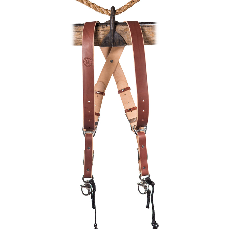 HoldFast Gear Money Maker Two-Camera Harness with Black Hardware (English Bridle, Chestnut, Medium)