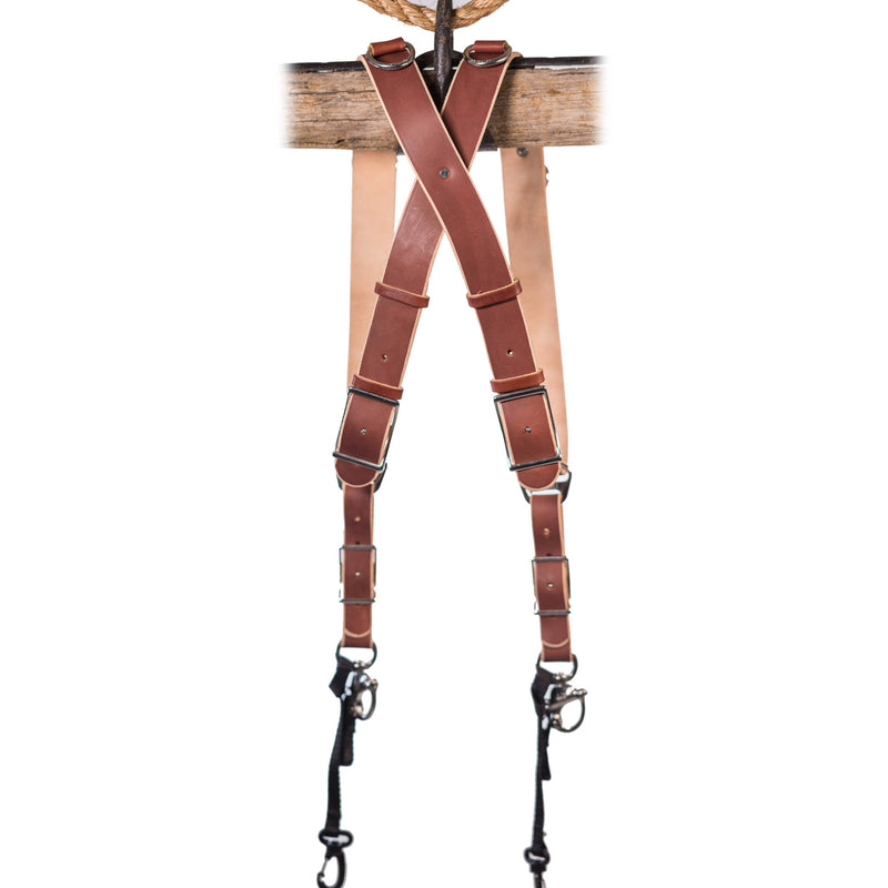 HoldFast Gear Money Maker Two-Camera Harness with Black Hardware (English Bridle, Chestnut, Small)