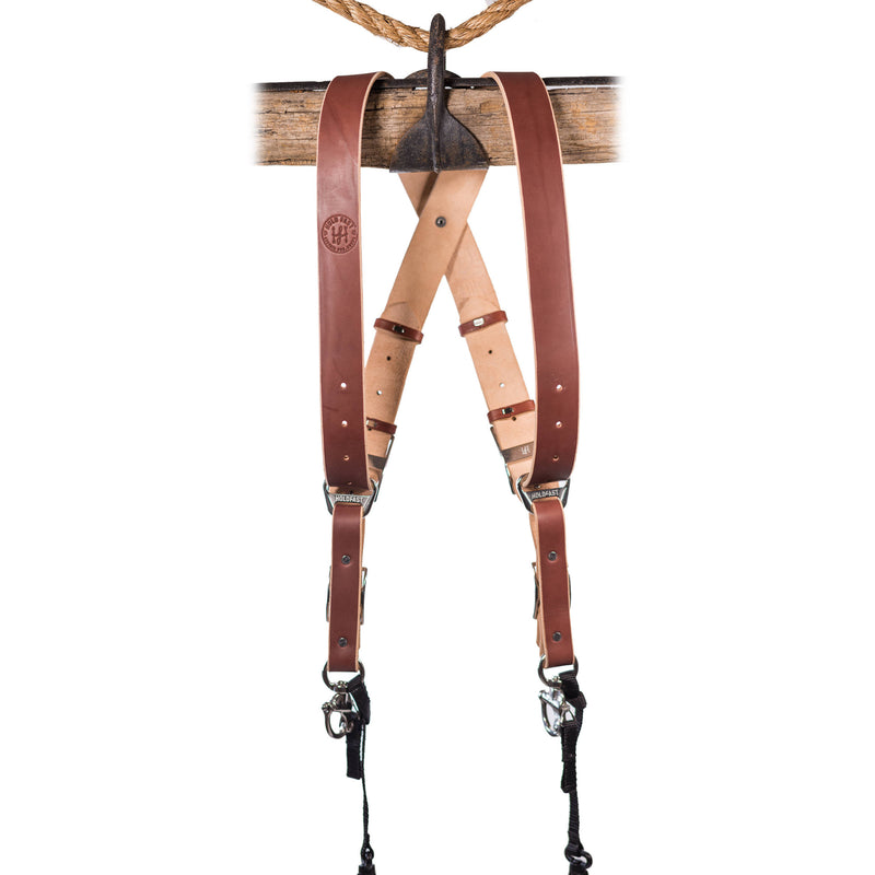 HoldFast Gear Money Maker Two-Camera Harness with Black Hardware (English Bridle, Chestnut, Medium)