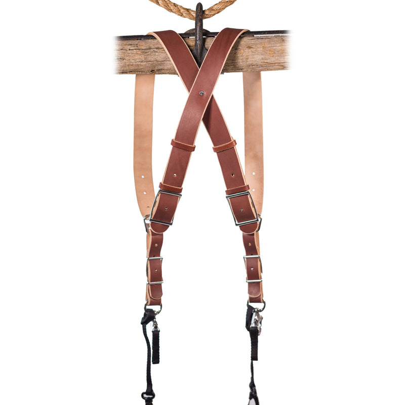 HoldFast Gear Money Maker Two-Camera Harness with Black Hardware (English Bridle, Chestnut, Medium)