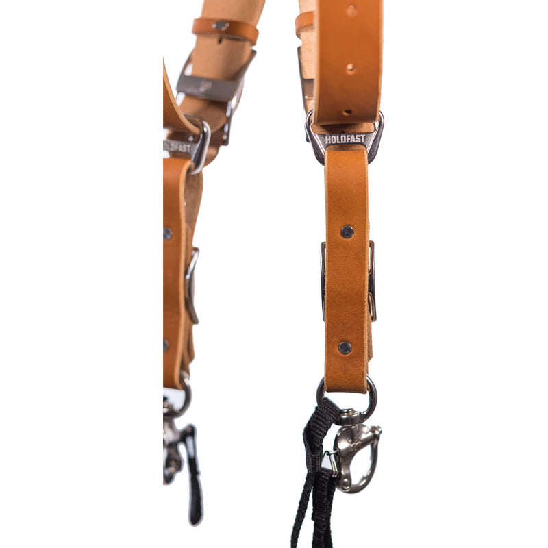 HoldFast Gear Money Maker Two-Camera Harness with Black Hardware (English Bridle, Tan, Large)