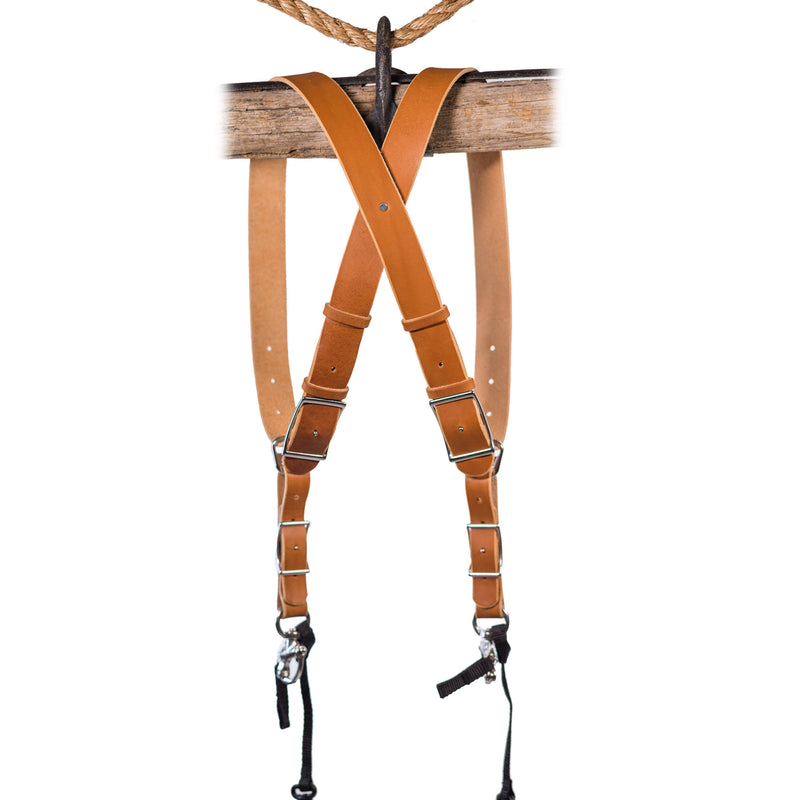 HoldFast Gear Money Maker Two-Camera Harness with Black Hardware (English Bridle, Tan, Medium)