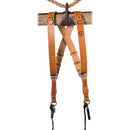 HoldFast Gear Money Maker Two-Camera Harness with Black Hardware (English Bridle, Tan, Large)