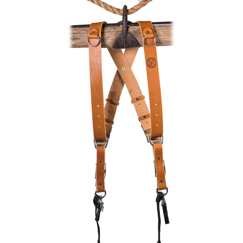 HoldFast Gear Money Maker Two-Camera Harness with Black Hardware (English Bridle, Tan, Large)