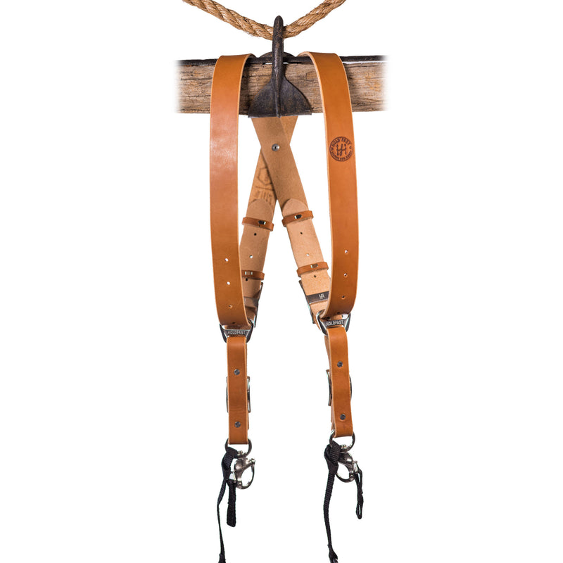 HoldFast Gear Money Maker Two-Camera Harness with Black Hardware (English Bridle, Tan, Medium)