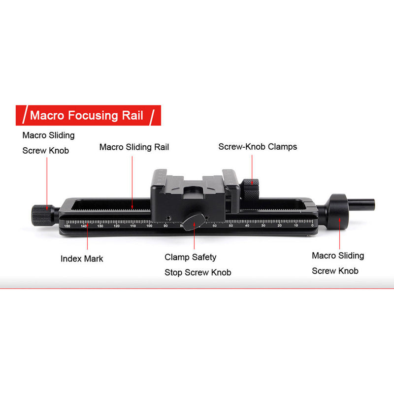 Sunwayfoto Macro Focusing Rail with Screw-Knob Clamp