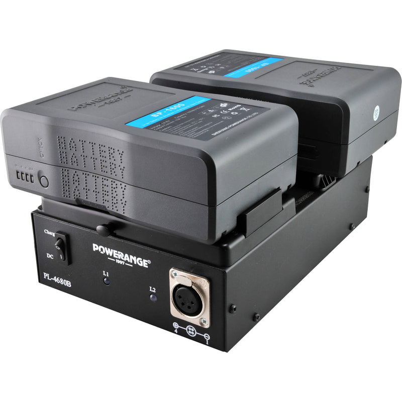 POWERANGE PL-4680B Dual-Channel 100W Charger with 16.4V/5A DC Output for V-Mount Lithium-Ion Batteries