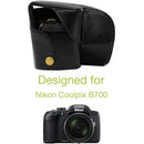 MegaGear Ever Ready Leather Camera Case for Nikon COOLPIX B700 (Black)