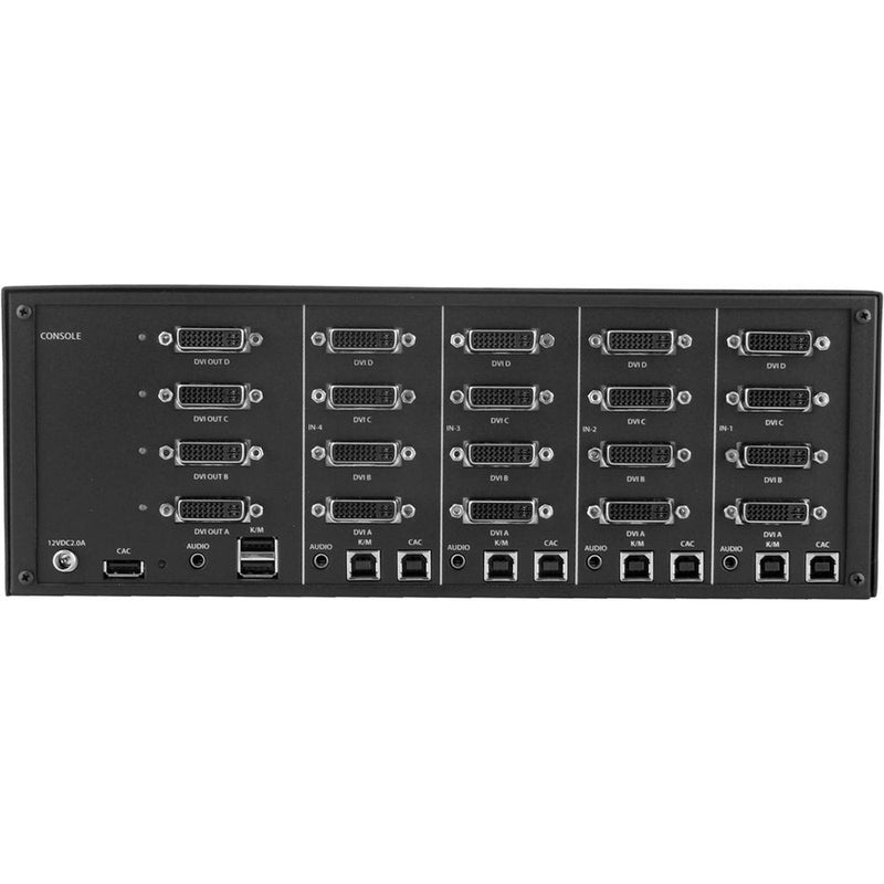 IPGard 4-Port Quad-Head Dual-Link DVI-I KVM Switch with CAC Port & 4K Support