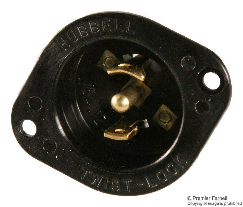 HUBBELL WIRING DEVICES HBL7486N TWIST LOCK FLANGED INLET, 15A 125/250V, NEMA ML-3P