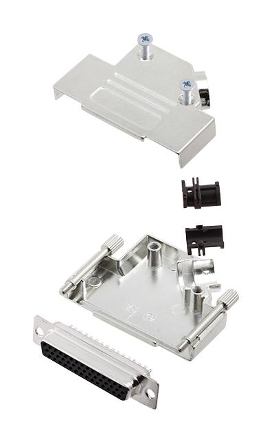 Amphenol ICC (COMMERCIAL PRODUCTS) L17D45ZK25+L77HDB44S D Sub Connector With Backshell HD44 44 Contacts Receptacle Solder DB D45ZK Series