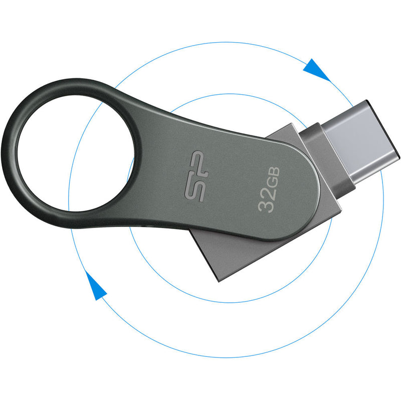 Silicon Power 32GB Mobile C80 USB 3.0 Flash Drive (Titanium)