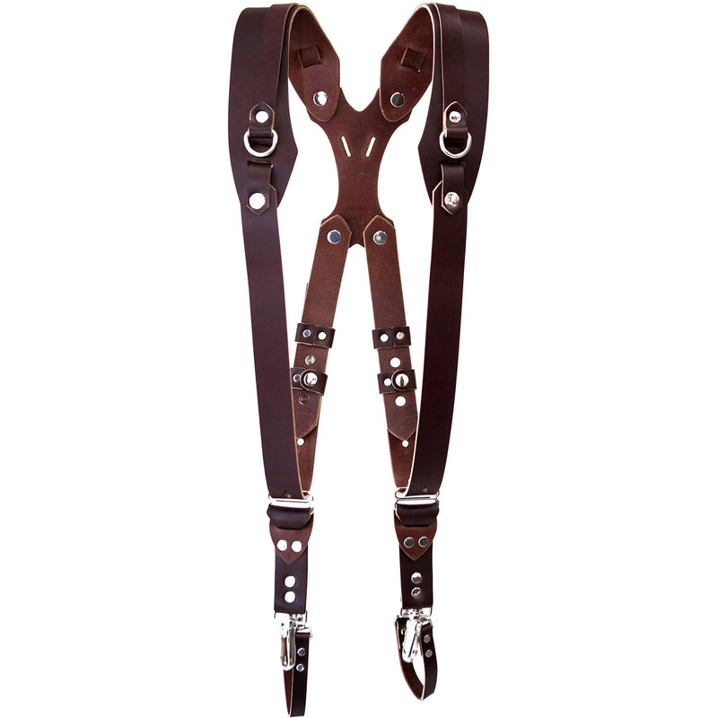 RL Handcrafts Clydesdale Pro Dual Leather Camera Harness (Large, Coffee)