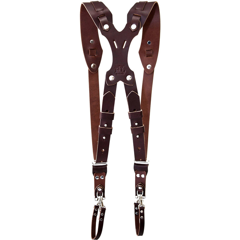 RL Handcrafts Clydesdale Pro Dual Leather Camera Harness (Small, Coffee)