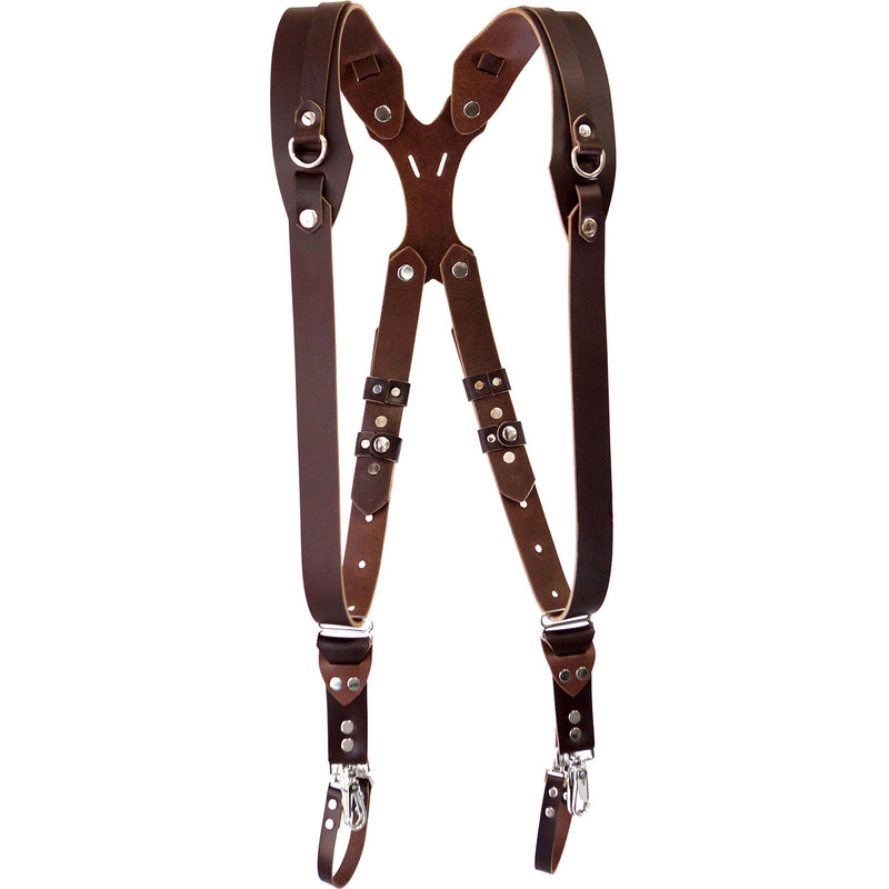 RL Handcrafts Clydesdale Pro Dual Leather Camera Harness (Medium, Coffee)