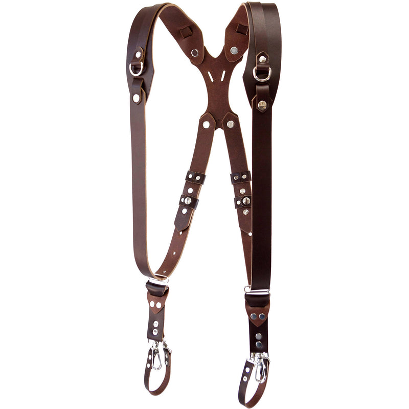 RL Handcrafts Clydesdale Pro Dual Leather Camera Harness (Medium, Coffee)