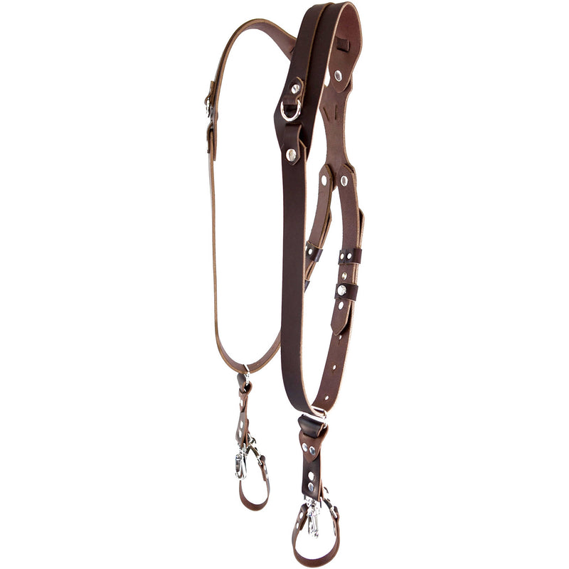 RL Handcrafts Clydesdale Pro Dual Leather Camera Harness (Medium, Coffee)