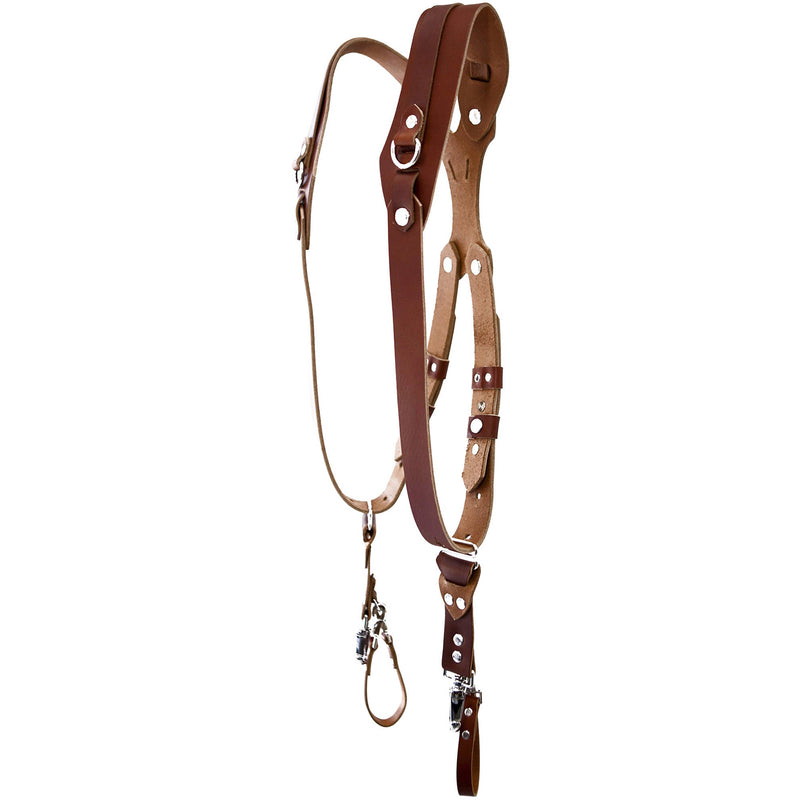 RL Handcrafts Clydesdale Pro Dual Leather Camera Harness (Medium, Tan)