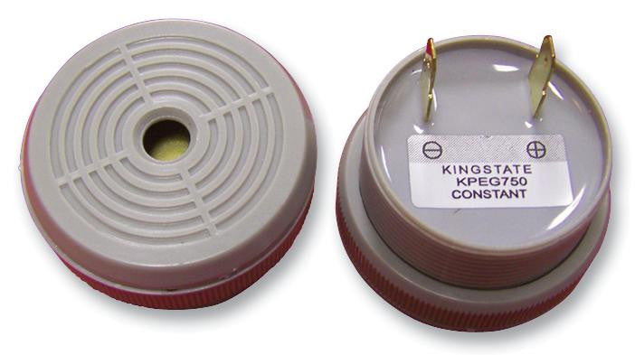 KINGSTATE KPEG750 Transducer, Piezo, Buzzer, Buzzer, Continuous, 4 V, 28 V, 8 mA, 80 dB