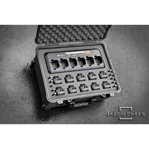 Jason Cases Case for Ten Motorola CP200D Radios with Antennas & 6-Position Multi-Unit Charger