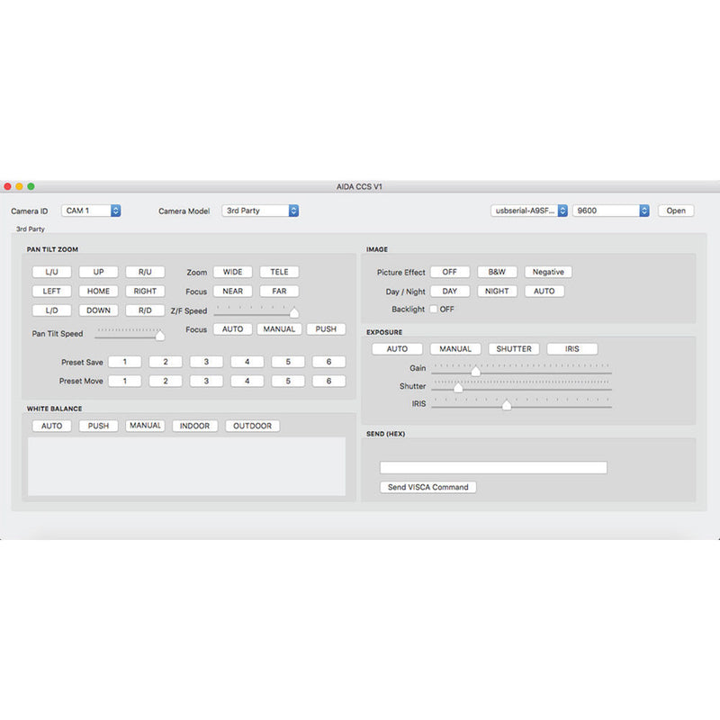 AIDA Imaging VISCA USB 3.0 Camera Control Unit & Software