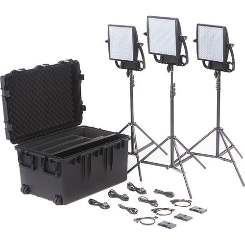 Litepanels Astra 6X Traveler Bi-Color Trio 3-Light Kit with Gold Mount Battery Brackets